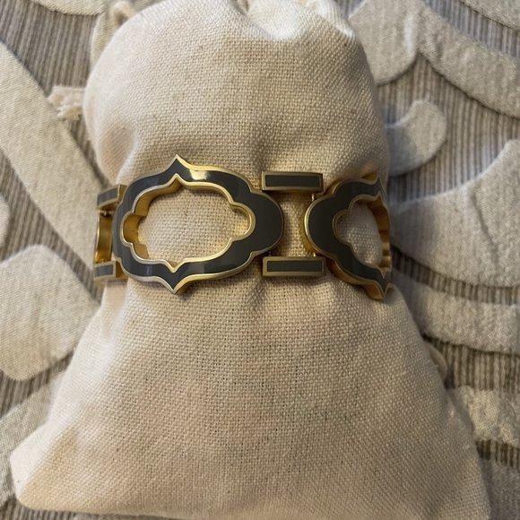 Spartina 449 Gold Dark Gray Signature Cartouche Bracelet - EUC - Picture 1 of 3